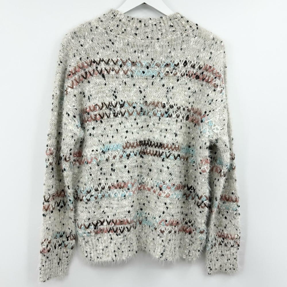 Anthropologie Raga Darla Speckled Eyelash Sweater Gray Size Medium - Picture 4 of 9
